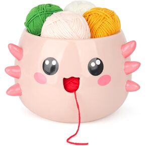Katech Axolotl Yarn Bowl for Knitting, Yarn Holder for Crocheting, Large Cute Crochet Bowls Wool Storage for Knitter & Crocheter Tangle-Free Crafting, Gifts for Crocheters in Kuwait