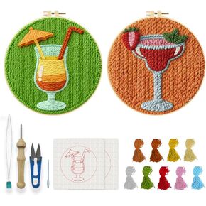 INFUNLY Sloth Punch Needle Embroidery Kits DIY Punch Needle Sets for Beginners Cartoon Stamped Rug Yarn Hooking Set with Pre-Printed Pattern Instruction Embroidery Kit for Craft Lovers Home Decor in Kuwait