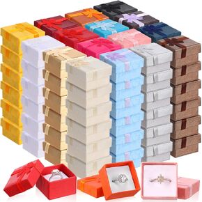 Kenning 360 PCS حلقة الهدايا مربع 1.57 × 1.57 بوصة صناديق هدايا مجوهرات صغيرة مع القوس لحفل زفاف الذكرى السنوية ، ألوان عشوائية in Saudi Arabia