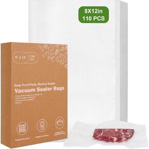 [ترقية 2025] 110 قطعة من أكياس تفريغ الهواء من موريتو، أكياس حفظ الطعام ربع لتر 20.32 سم × 30.48 سم، خالية من البيسفينول A، أكياس تفريغ من الدرجة التجارية مسبقة القطع لتخزين الطعام، إعداد الوجبات أو فيديو Sous Vide in Kuwait