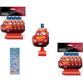 Disney Cars Birthday Party Supplies Bundle includes 16 Party Blowouts and 1 Dinosaur Sticker Sheet in Saudi Arabia