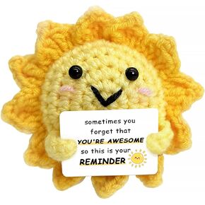 Handmade Positive Crochet Sunshine with Cheer Up Message, Emotional Support Gift for Women, Men, Couples, Wife, Husband, Colleagues | Uplifting Gifts for Anxiety Relief,Mental Wellness Desk Companion in Saudi Arabia