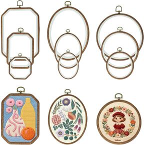 9 Pcs Large Embroidery Hoop Frame, Embroidery Frames for Display, Imitated Wood Cross Stitch Hoop, Circle/Oval/Octagonal Cross Stitch Frame Kits, Perfect for DIY, Craft Sewing, Home Decor in Saudi Arabia