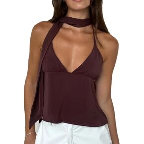 نساء البولكا نقطة الرسن TOP Sexy v Neck Crip Cami Tops Mesh Backless Out Out Tank Top with Coquette Camisoles in Kuwait