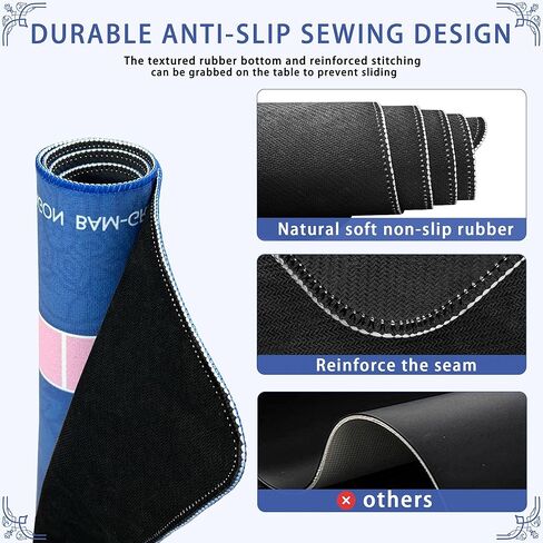 بساط ألعاب الطاولة American Mahjong مقاس 31 بوصة × 31 بوصة مع قاعدة - بساط ألعاب الدومينو المطاطي الاحترافي لتقليل الضوضاء مع شخصيات صينية، وقاعدة غير قابلة للانزلاق وحقيبة مخملية - للبطاقات وألعاب اللوحة in Kuwait