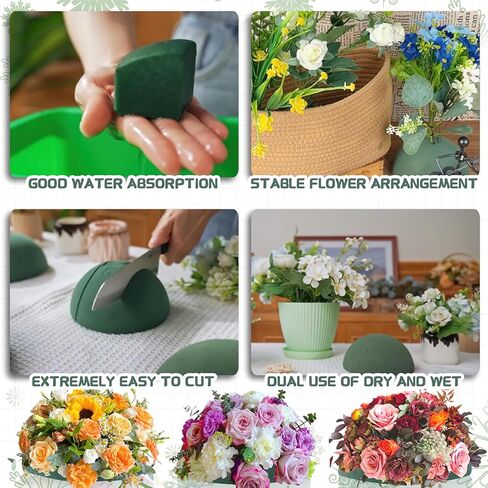 Half Ball Florist Foam, Green Sponge Blocks for Fresh or Artificial Flower Arrangements, DIY Sphere Planters Floral Foam Round for Craft Supplies, Wedding, Birthdays, Home Decor (5.5 X 2.8 Inches) in Saudi Arabia