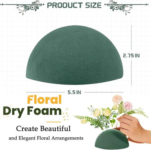 Half Ball Florist Foam, Green Sponge Blocks for Fresh or Artificial Flower Arrangements, DIY Sphere Planters Floral Foam Round for Craft Supplies, Wedding, Birthdays, Home Decor (5.5 X 2.8 Inches) in Saudi Arabia