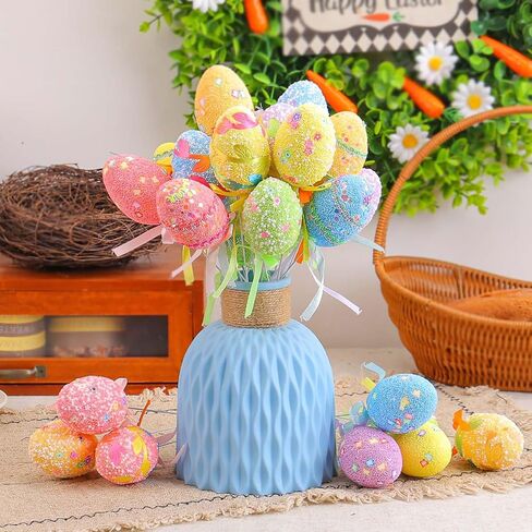 رغوة بيضة عيد الفصح يختار بريق منتفخ الستايروفوم عصا الطرف DIY الحرفية الجدول محور الملونة اكسسوارات الديكور كعكة القبعات العالية 6 قطع in Kuwait