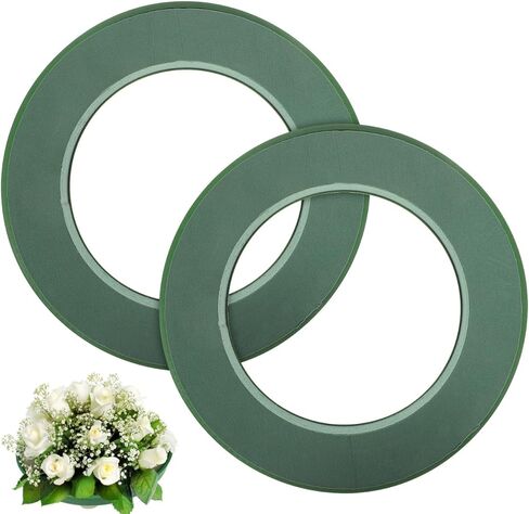 Garneck 2pcs 11.8inch Wet Floral Foam Ring with Suction Cup: Green Round Foam Blocks for Artificial Flower Arrangements Bouquet Holder Wreath for Wedding Car Holiday Centerpiece Table Decoration in Saudi Arabia