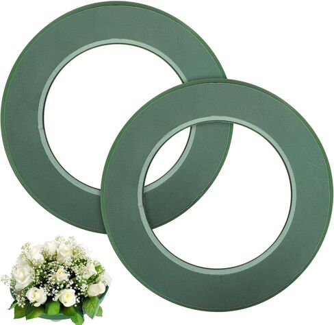 CLISPEED 2pcs Floral Foam Rings, 11.8 Inch Green Round Floral Wet Foam Rings Wreath Base with Suction Cups, DIY Flower Arrangement Kit for Wedding, Florist in Saudi Arabia