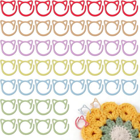 48 PCS Stitch Markers for Crocheting Metal Spiral Stitch Markers Multicolor Cat Crochet Marker Ring for Knitting, Weaving Notions in Saudi Arabia