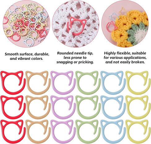 48 PCS Stitch Markers for Crocheting Metal Spiral Stitch Markers Multicolor Cat Crochet Marker Ring for Knitting, Weaving Notions in Saudi Arabia