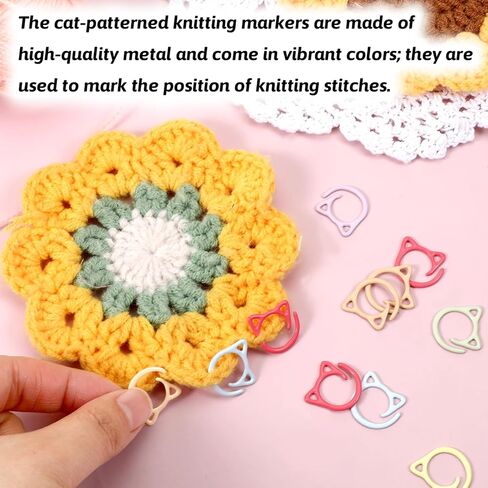 48 PCS Stitch Markers for Crocheting Metal Spiral Stitch Markers Multicolor Cat Crochet Marker Ring for Knitting, Weaving Notions in Saudi Arabia