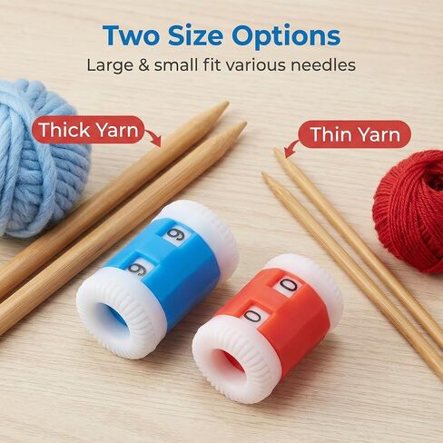 Colorful Row Counting Tool Set for Knitting and Crochet, 6-Piece Barrel Dial Counters (3 Large 3 Small) Red Blue, Slip-On Needle Tracker for Pattern Progress in Saudi Arabia