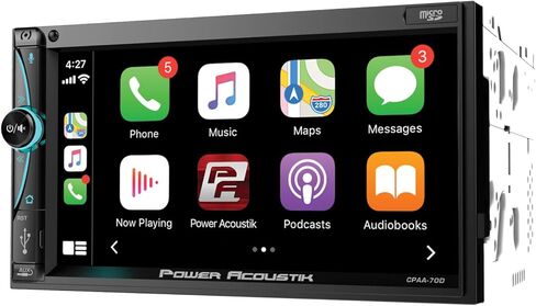 جهاز استقبال DVD Power Acoustik CPAA-70D CPAA-70D مقاس 7 بوصة مزدوج DIN مدمج مع بلوتوث وApple CarPlay وAndroid Auto وMetra Axxess ASWC-1 واجهة التحكم في عجلة القيادة in Kuwait