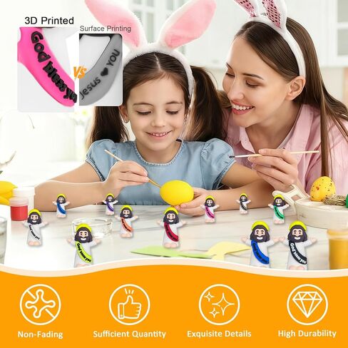 Keway 110 قطعة من شخصيات يسوع الصغيرة بكميات كبيرة، بارك الله فيك، تماثيل جيب مطاطية صغيرة من يسوع للاختباء والبحث، وحشو بيض عيد الفصح، ومدرسة الأحد، وهدايا المعمودية وهدايا الحفلات الدينية (11 لونًا) in Kuwait