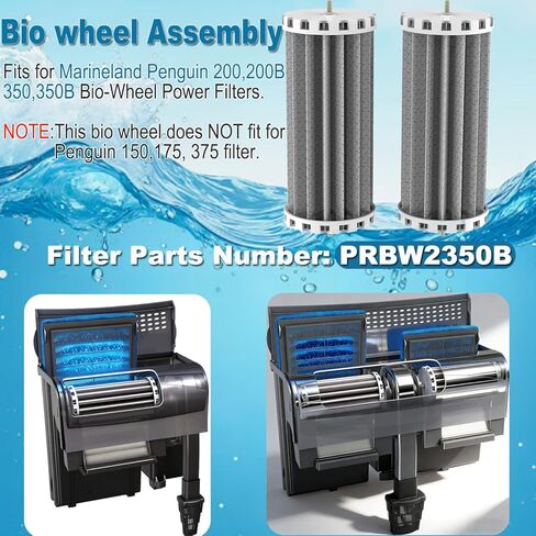 قطع غيار مجموعة العجلات الحيوية لـ PRBW2350B - متوافقة مع مرشحات الطاقة Marineland Penguin 200,200B,350,350B ومرشحات الطاقة الحيوية | أجزاء فلتر حوض السمك لخزان الأسماك المعلق، عبوة من قطعتين in Kuwait
