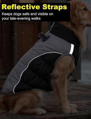 AURUZA Dog Coat, Warm Dog Winter Coat Waterproof Small Dogs Jacket with Harness Built Reflective Pet Vest with Zipper for Medium Dogs Windproof Pet Fleece Puffer Vest Snow Jacket for Cold Weather in Saudi Arabia