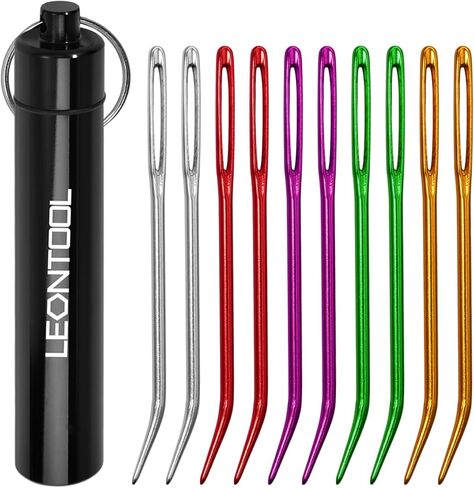 LEONTOOL 10 Pcs Large Eye Yarn Darning Tapestry Needle Big Eye Weaving Needle Aluminum Bent Needles Sewing Hand Knitting Needles with Storage Tube for Crochet Weaving Darning Projects in Saudi Arabia
