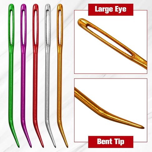 LEONTOOL 10 Pcs Large Eye Yarn Darning Tapestry Needle Big Eye Weaving Needle Aluminum Bent Needles Sewing Hand Knitting Needles with Storage Tube for Crochet Weaving Darning Projects in Saudi Arabia