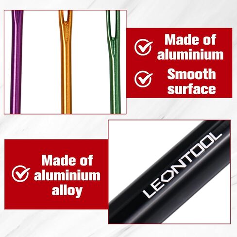 LEONTOOL 10 Pcs Large Eye Yarn Darning Tapestry Needle Big Eye Weaving Needle Aluminum Bent Needles Sewing Hand Knitting Needles with Storage Tube for Crochet Weaving Darning Projects in Saudi Arabia