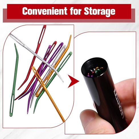 LEONTOOL 10 Pcs Large Eye Yarn Darning Tapestry Needle Big Eye Weaving Needle Aluminum Bent Needles Sewing Hand Knitting Needles with Storage Tube for Crochet Weaving Darning Projects in Saudi Arabia