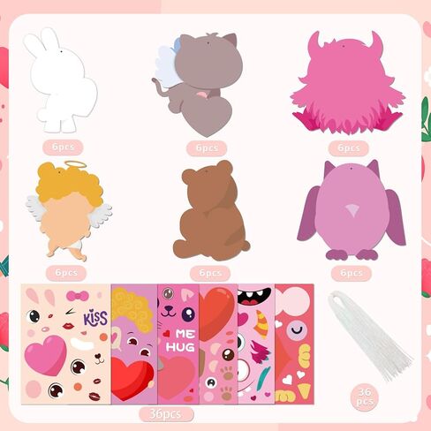 XZENTIRA 36 Sets Valentine's Day Craft Kits for Aldults Valentines Stickers DIY Paper Craft Hanging Ornament Decorations Entertainment Activities in Saudi Arabia
