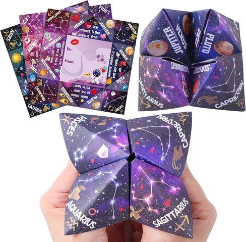 Blosssound 36 Pcs Cootie Catcher Valentines Cards for Kids School Classroom Cootie Game Cosmic Space Paper Origami Crafts for Students Class Valentine Day Exchange Gifts Boys Girls Party Favors in Saudi Arabia