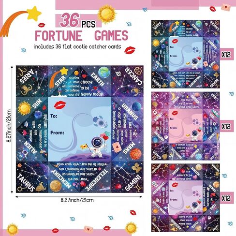 Blosssound 36 Pcs Cootie Catcher Valentines Cards for Kids School Classroom Cootie Game Cosmic Space Paper Origami Crafts for Students Class Valentine Day Exchange Gifts Boys Girls Party Favors in Saudi Arabia