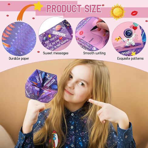 Blosssound 36 Pcs Cootie Catcher Valentines Cards for Kids School Classroom Cootie Game Cosmic Space Paper Origami Crafts for Students Class Valentine Day Exchange Gifts Boys Girls Party Favors in Saudi Arabia