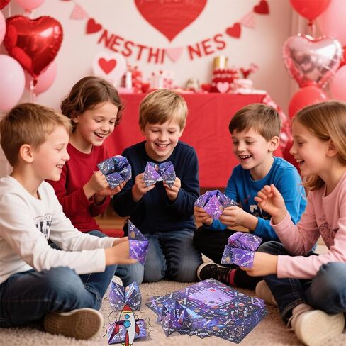 Blosssound 36 Pcs Cootie Catcher Valentines Cards for Kids School Classroom Cootie Game Cosmic Space Paper Origami Crafts for Students Class Valentine Day Exchange Gifts Boys Girls Party Favors in Saudi Arabia