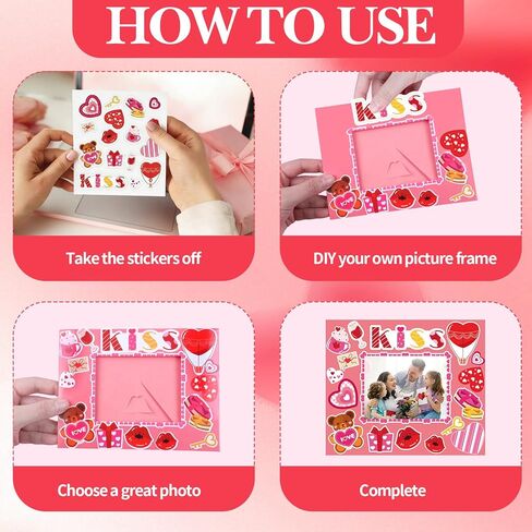 FOIMAS Valentine's Day Picture Frame Craft Kit, 24 Pack Sweet Love DIY Photo Frame Paper Craft for Valentine's Day Gift Craft Home Decoration in Saudi Arabia