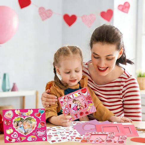 FOIMAS Valentine's Day Picture Frame Craft Kit, 24 Pack Sweet Love DIY Photo Frame Paper Craft for Valentine's Day Gift Craft Home Decoration in Saudi Arabia