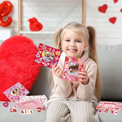 FOIMAS Valentine's Day Picture Frame Craft Kit, 24 Pack Sweet Love DIY Photo Frame Paper Craft for Valentine's Day Gift Craft Home Decoration in Saudi Arabia