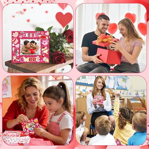 FOIMAS Valentine's Day Picture Frame Craft Kit, 24 Pack Sweet Love DIY Photo Frame Paper Craft for Valentine's Day Gift Craft Home Decoration in Saudi Arabia
