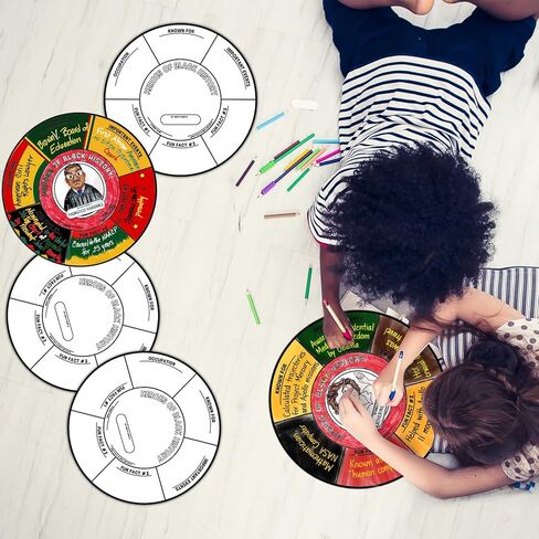 Harloon 50 Pcs Color Your Own Black History Month Hero Crafts Educational DIY Coloring Wheel Crafts Posters for Black History Decor Classroom Daycare Home Learning Supplies in Saudi Arabia