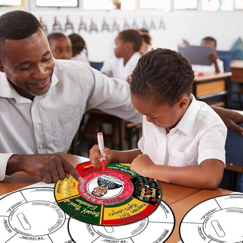 Harloon 50 Pcs Color Your Own Black History Month Hero Crafts Educational DIY Coloring Wheel Crafts Posters for Black History Decor Classroom Daycare Home Learning Supplies in Saudi Arabia