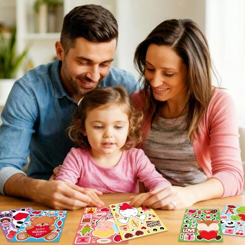 24 ورقة من ملصقات الوجه لعيد الحب، 8 تصميمات لملصقات الحيوانات DIY حرف الفصل الدراسي، هدايا عيد الحب للأطفال الصغار، مستلزمات الحفلات in Kuwait