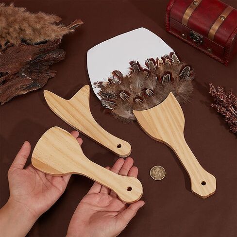 BENECREAT 3pcs Fan Handles, 7.87×3.15×0.47 Inch Hand Fan DIY Handles, Wood Jumbo Craft Sticks, Fan Handle Craft Sticks for DIY Handicrafts in Saudi Arabia