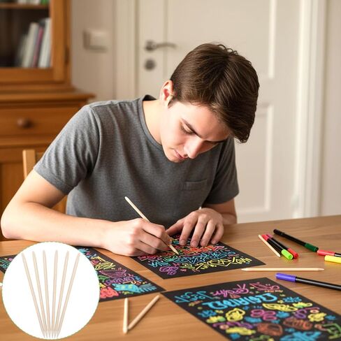 100 Pcs Wooden Stylus Sticks for Scratch Art, Wood Scratch Sticks Heavy Duty Craft Tools for DIY Creative Draw Christmas Thanksgiving(11.5cm) in Saudi Arabia