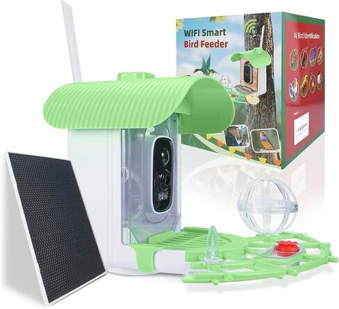 Bird Feeder with Camera, Smart Bird Cam with AI Identify BirdSpecies, Auto Record BirdVideo, Instant Notifications, 2K Video Live Stream Camera with Solar Panel for Birds Lover in Saudi Arabia