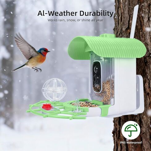 Bird Feeder with Camera, Smart Bird Cam with AI Identify BirdSpecies, Auto Record BirdVideo, Instant Notifications, 2K Video Live Stream Camera with Solar Panel for Birds Lover in Saudi Arabia