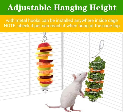2 PCS Bird Cage Food Holder, Rat Enrichment Toys, 304 Stainless Steel Rat Foraging Toy for Fruit Vegetable Holder, Hanging Rodent Toys Slow Feeder, Bird Cage Feeder Foraging Toy for Parakeet in Saudi Arabia