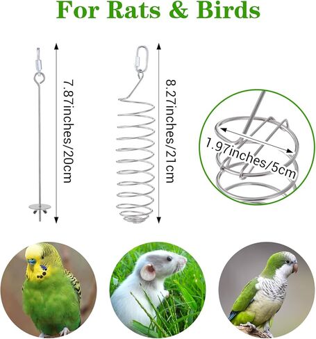 2 PCS Bird Cage Food Holder, Rat Enrichment Toys, 304 Stainless Steel Rat Foraging Toy for Fruit Vegetable Holder, Hanging Rodent Toys Slow Feeder, Bird Cage Feeder Foraging Toy for Parakeet in Saudi Arabia