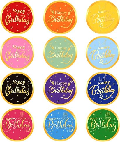 120 Pcs Happy Birthday Stickers, 2" Envelope Seals Gold Foil Round Sticker Self Adhesive Labels for Card Easter Gift Wrapping Birthday Party Favor Supplies in Saudi Arabia