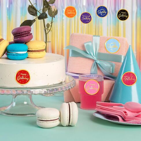 120 Pcs Happy Birthday Stickers, 2" Envelope Seals Gold Foil Round Sticker Self Adhesive Labels for Card Easter Gift Wrapping Birthday Party Favor Supplies in Saudi Arabia