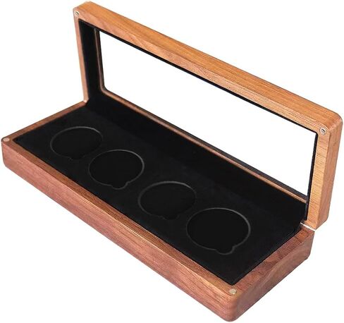 حافظة عرض العملات المعدنية من تشالينج، صندوق عرض عملات معدنية واحدة، صندوق تخزين عملات الدولار الفضي، أربعة فتحات للعملات المعدنية من الخشب مقاس 1.5-1.77 بوصة، حافظات للعملات المعدنية لهواة الجمع مع حجم حشية قابل للتعديل in Kuwait