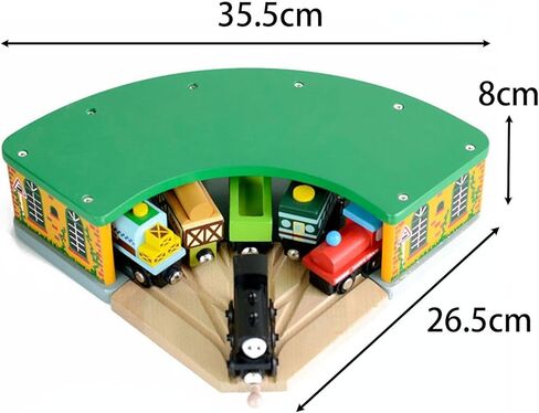 Wooden Train Round House Fun Development Wooden Train Track Accessories Wood Train Shed Wood Train Toy for Preschool Child in Saudi Arabia