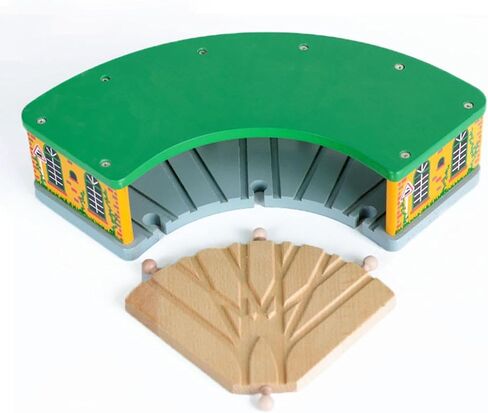 Wooden Train Round House Fun Development Wooden Train Track Accessories Wood Train Shed Wood Train Toy for Preschool Child in Saudi Arabia