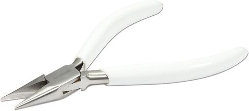 The Beadsmith 5" (130mm) Chain nose Plier, polished steel head, white PVC grip and double-leaf spring handle, jewelry making tool, 300 series in Saudi Arabia